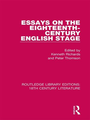cover image of Essays on the Eighteenth-Century English Stage